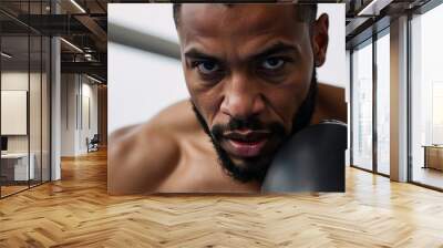 Portrait of African American Boxer with detailed facial features close-up Wall mural