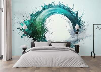 water splash circle shape, environmental protection concept. generative ai Wall mural