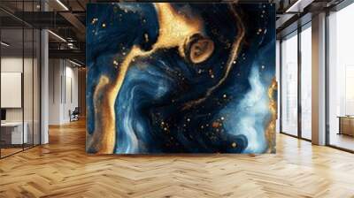 Seamless Liquid texture with gold touches, abstract design, phone wallpaper 9:16 Wall mural