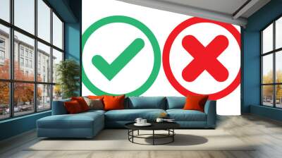 Check mark icon button set Wall mural