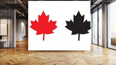 Maple leaf thin line icon. Modern vector illustration, symbol of autumn. Wall mural