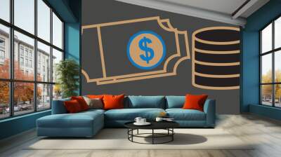 Money coin icons set. money sign and symbol. Dollar Money coin Icon Wall mural