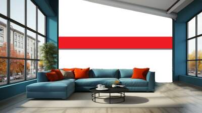 One straight red line 3d. Limit or border, finish line or closed. Red long thread of yarn, string. Thin brush stroke, on a white background. Vector illustration. Horizontal line of paint Wall mural