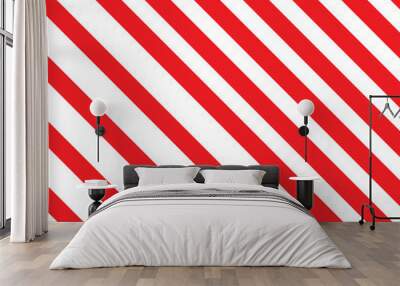 red, white stripe. Seamless red stripes pattern design candy cane pattern. Wall mural