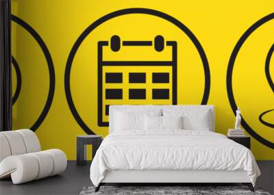 Time, address, and date icon vector in flat style. Clock, pin map location, and calendar sign symbol Wall mural