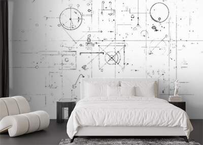 Building architecture construction sketch diagram on isolated background.  Wall mural