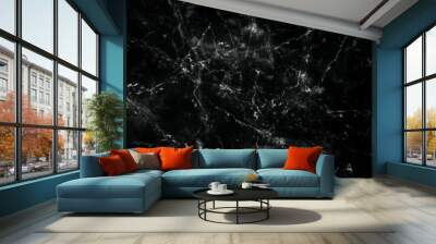 Elegant black marble texture background. Black cracked marble texture frame wallpaper.	 Wall mural