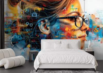 Design art concept abstract contemporary modern background business graphic idea. vibrant and colorful collage featuring elements of design, technology, innovation Wall mural