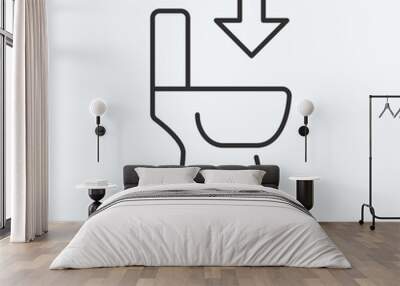 Flushable line icon. Vector illustration of toilet and arrow. Black outline pictogram for wc Wall mural