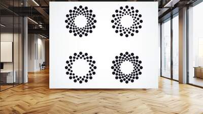 Halftone dotted vector frame, dot pattern in circle shape. Black border isolated on white background. Trendy design element for round banner or logo. Wall mural