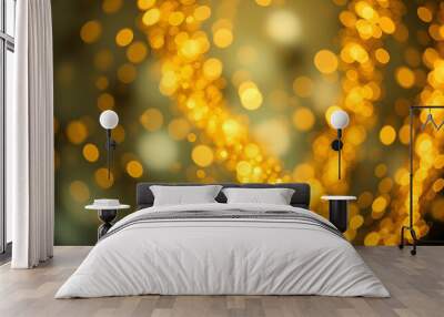 Blurred abstract elegant, detailed gold glitter particles flow with shallow depth of field underwater. Holiday magic shimmering luxury background. Festive sparkles and lights. de-focused isolated wi Wall mural