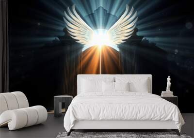 mystic magic gate with divine angelic rays of light like spiritual and religious and fantasy background isolated with white highlights, png Wall mural