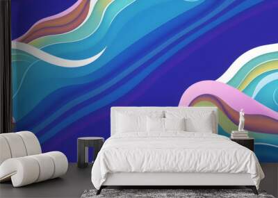 seamless pattern with waves isolated with white highlights, png Wall mural