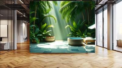 Tropical spa isolated with white highlights, png Wall mural