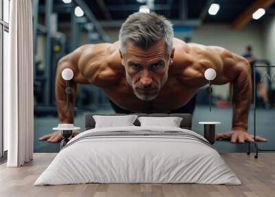 Middle Aged Man Working Out Wall mural