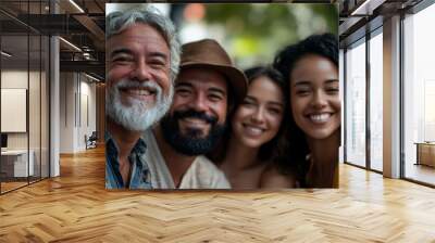 Happy diverse people together in the park, Generative AI Wall mural