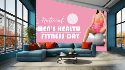 Banner for National Women's Health and Fitness Day with sporty woman Wall mural