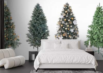 Beautiful Christmas trees on white background Wall mural