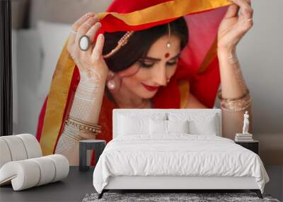 Beautiful Indian woman at home Wall mural