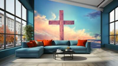 Beautiful sky with fluffy clouds Wall mural