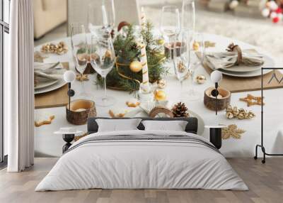 Beautiful table setting for Christmas dinner Wall mural