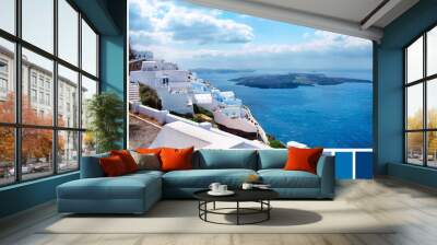 Beautiful view of city at sea resort. Different color patterns Wall mural