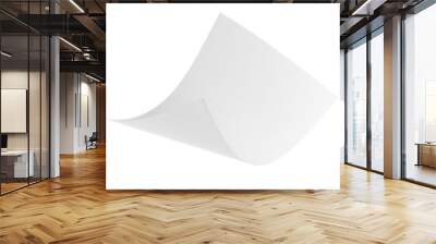 Blank flying paper sheet on white background Wall mural