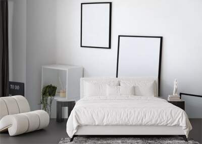 Blank frames in interior of light modern room Wall mural