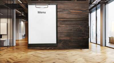 Blank menu on wooden table Wall mural