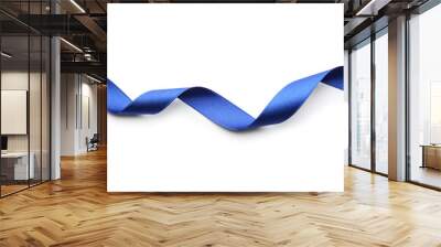 Blue ribbon on white background Wall mural