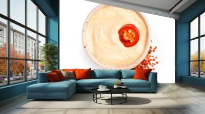 Bowl of tasty chipotle sauce on white background Wall mural