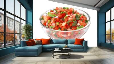 Bowl of tasty Pico de Gallo salsa on white background Wall mural