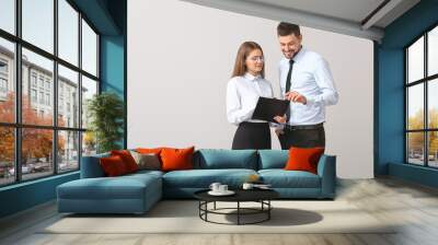 Business people discussing something on white background Wall mural