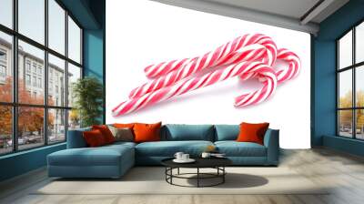 Candy canes on white background Wall mural