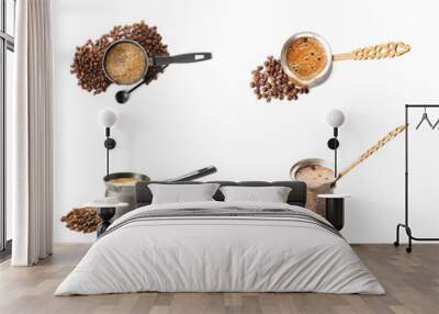 Cezve with coffee on white background Wall mural