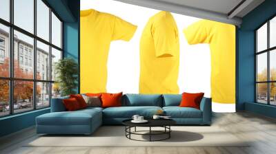 Collage of male t-shirt on white background Wall mural