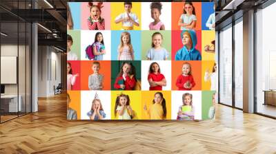 Collage with portraits of many little children Wall mural