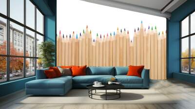 Colorful pencils isolated on white background Wall mural