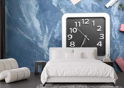 Composition with stylish clock on color background Wall mural