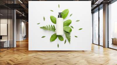 Cosmetic product in bottle on white background Wall mural