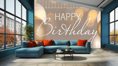 Creative greeting card for Happy Birthday with balloons Wall mural