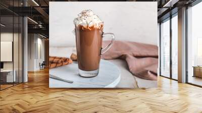 Cup of hot chocolate on table Wall mural