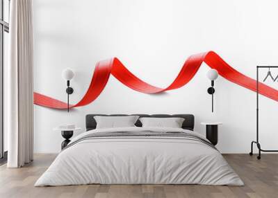 Curled red ribbon on white background Wall mural