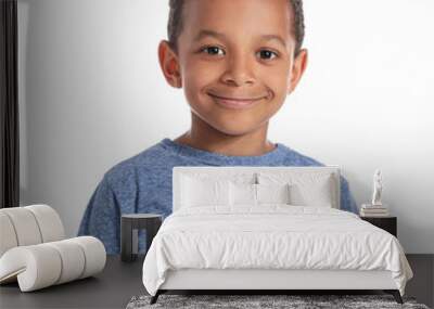 Cute African-American boy on white background Wall mural