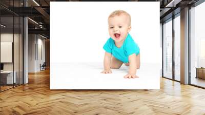 Cute little baby isolated on white Wall mural