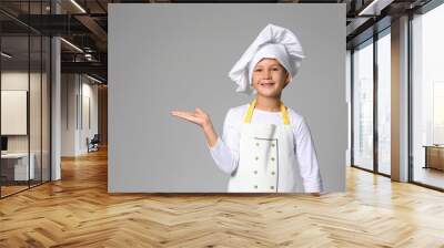 cute little chef on grey background Wall mural