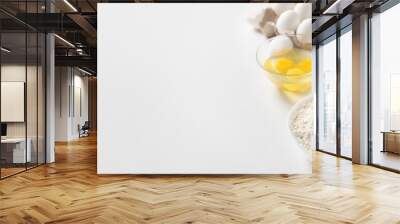 Different ingredients for baking on white background with space for text Wall mural