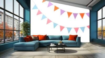 Festive bunting flags isolated on white Wall mural