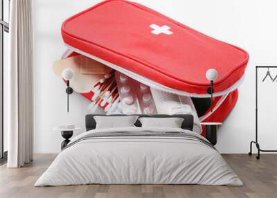 First aid kit on white background Wall mural