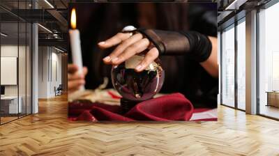 Fortune teller with crystal ball reading future, closeup Wall mural